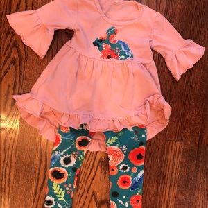 Pink and floral Easter bunny two piece outfit.